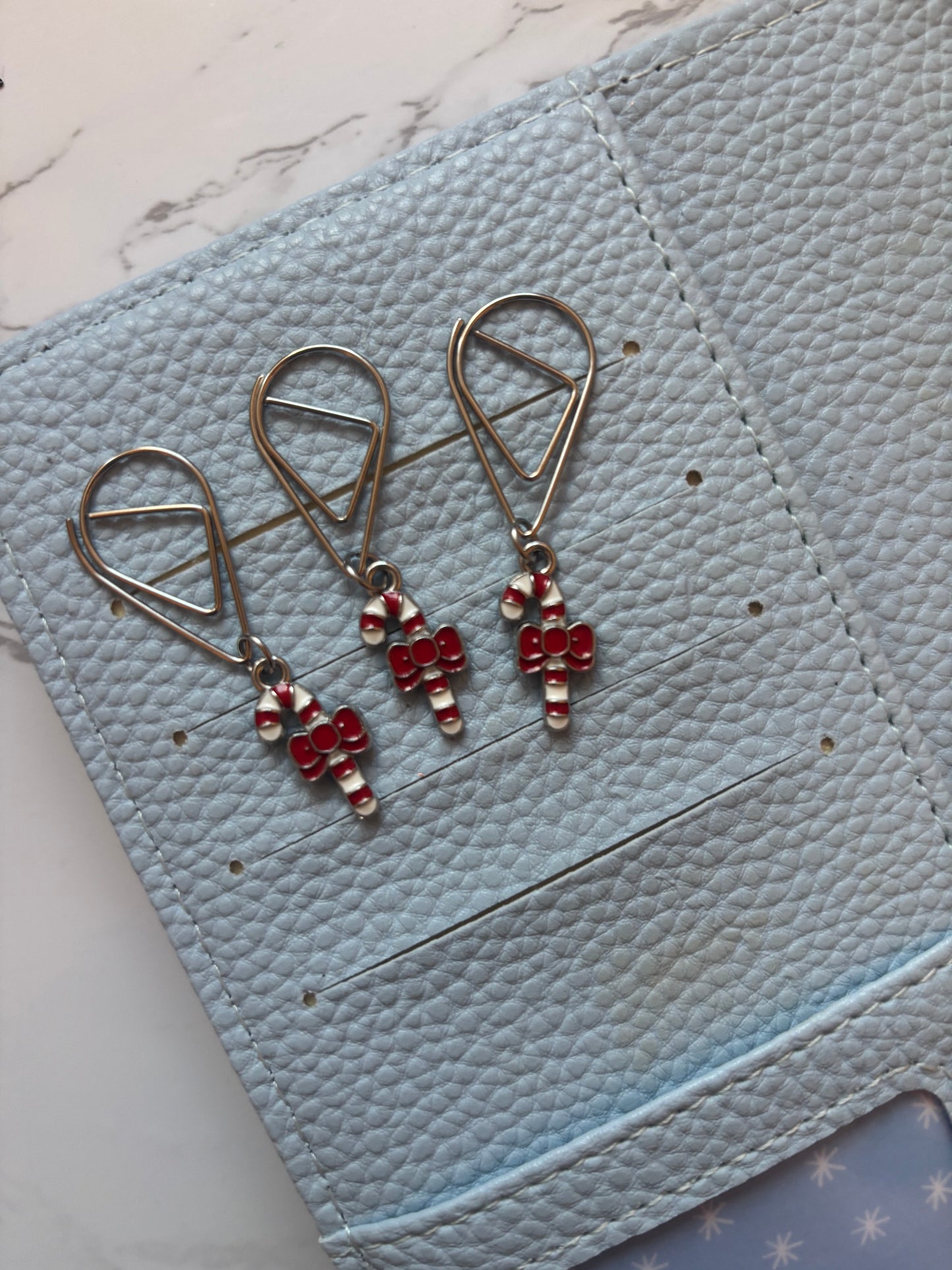 Candy Cane Bow Binder Charm