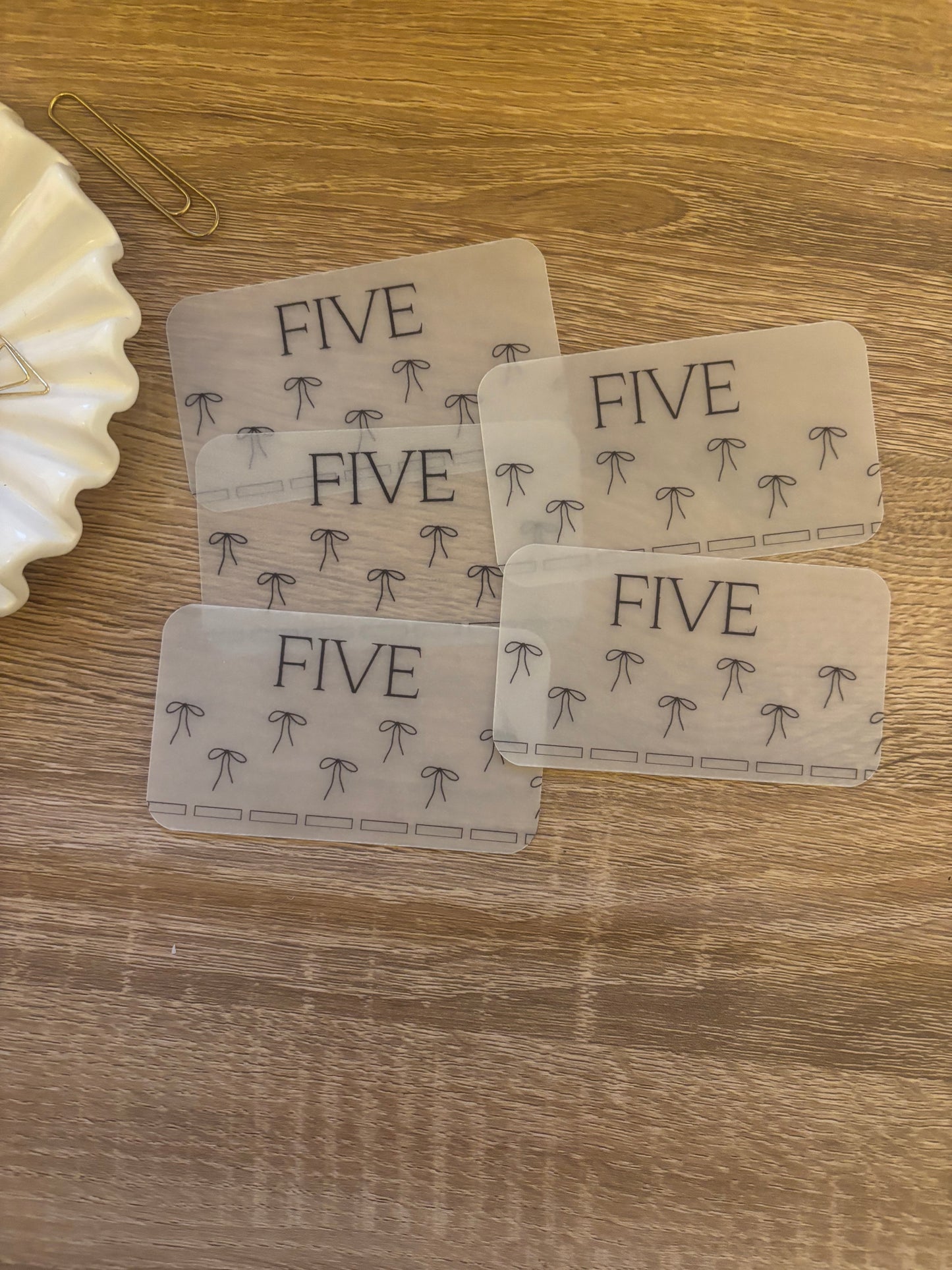 £1 & £5  Vellum Bow Placeholders